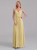 A-Line V-Neck Spaghetti Straps Chiffon Pleated Bridesmaid Dress