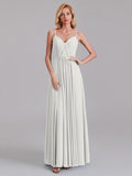 A-Line V-Neck Spaghetti Straps Chiffon Pleated Bridesmaid Dress