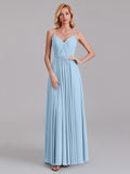 A-Line V-Neck Spaghetti Straps Chiffon Pleated Bridesmaid Dress