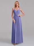 A-Line V-Neck Spaghetti Straps Chiffon Pleated Bridesmaid Dress