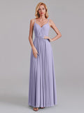 A-Line V-Neck Spaghetti Straps Chiffon Pleated Bridesmaid Dress