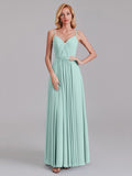 A-Line V-Neck Spaghetti Straps Chiffon Pleated Bridesmaid Dress