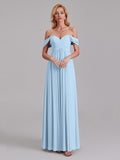 Newest A-Line Off The Shoulder Pleated Chiffon Bridedsmaid Dresses