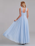 Simple Crisscross Sleeveless Chiffon Pleated Long Bridesmaid Dress