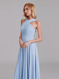 Simple Crisscross Sleeveless Chiffon Pleated Long Bridesmaid Dress
