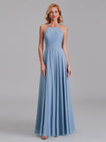 Delicate Halter Sleeveless Chiffon Pleated Bridesmaid Dress