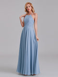 Delicate Halter Sleeveless Chiffon Pleated Bridesmaid Dress