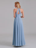 Delicate Halter Sleeveless Chiffon Pleated Bridesmaid Dress
