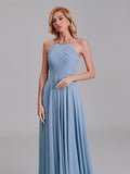 Delicate Halter Sleeveless Chiffon Pleated Bridesmaid Dress