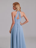 Delicate Halter Sleeveless Chiffon Pleated Bridesmaid Dress