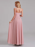A-Line V-Neck Spaghetti Straps Chiffon Floor-Length Bridesmaid Dress