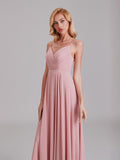 A-Line V-Neck Spaghetti Straps Chiffon Floor-Length Bridesmaid Dress