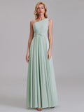A-Line One Shoulder Pleated Chiffon Bridesmaid Dress