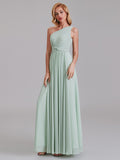 A-Line One Shoulder Pleated Chiffon Bridesmaid Dress