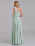 A-Line One Shoulder Pleated Chiffon Bridesmaid Dress