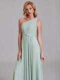 A-Line One Shoulder Pleated Chiffon Bridesmaid Dress