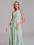 A-Line One Shoulder Pleated Chiffon Bridesmaid Dress