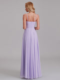 Simple A-Line V-Neck Spaghetti Straps Chiffon Floor-Length Bridesmaid Dress