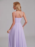 Simple A-Line V-Neck Spaghetti Straps Chiffon Floor-Length Bridesmaid Dress