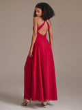 Sexy V Neck Backless Chiffon Bridesmaid Dresses with Slit