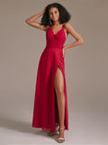 Sexy V Neck Backless Chiffon Bridesmaid Dresses with Slit