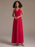 Sexy V Neck Backless Chiffon Bridesmaid Dresses with Slit