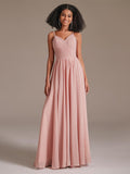 V-neck Spaghetti Straps Floor-Length Chiffon Bridesmaid Dress