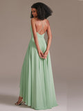 Cross High Low Chiffon Bridesmaid Dress