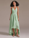 Cross High Low Chiffon Bridesmaid Dress