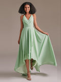 Cross High Low Chiffon Bridesmaid Dress