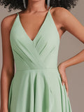 Cross High Low Chiffon Bridesmaid Dress