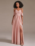 Elegant Spaghetti Strap Side Slit Formal Bridesmaid Dress