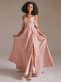 Elegant Spaghetti Strap Side Slit Formal Bridesmaid Dress