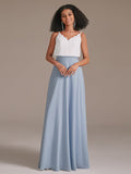 Spaghetti Strap Two Colors Bridesmaid Dress