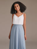 Spaghetti Strap Two Colors Bridesmaid Dress