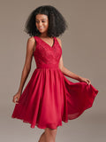 Floral Lace V-Neck Short Bridesamid Dress