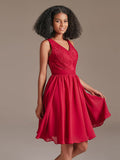 Floral Lace V-Neck Short Bridesamid Dress
