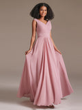 Off Shoulder Pleated Chiffon Bridesmaid Maxi Dress