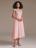 Floral Lace High Low High Low Bridesmaid Dress
