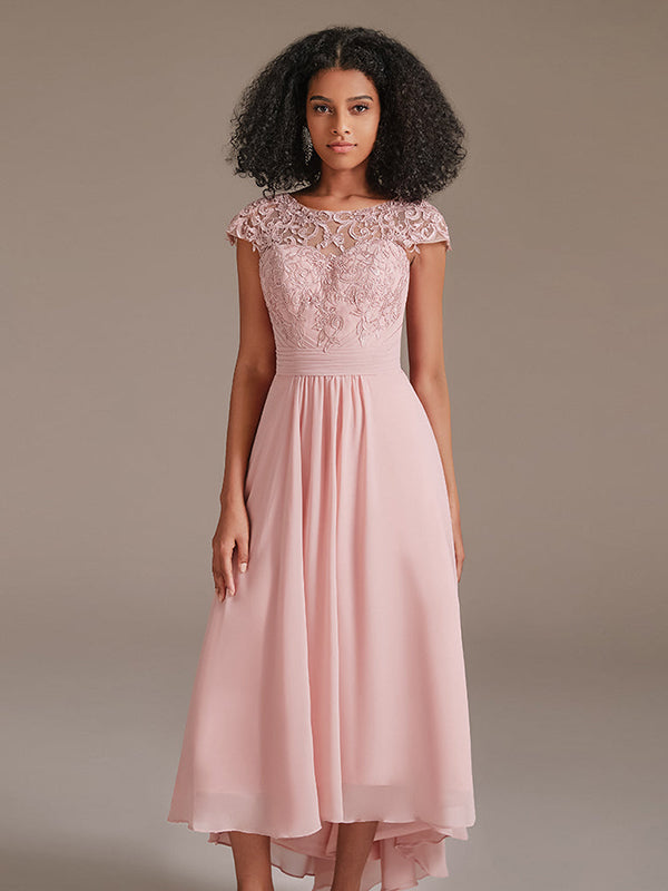 Floral Lace High Low High Low Bridesmaid Dress