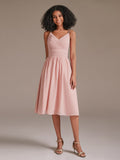 V-Neck Spaghetti Srtap Short Bridesmaid Dress