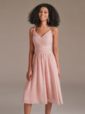 V-Neck Spaghetti Srtap Short Bridesmaid Dress