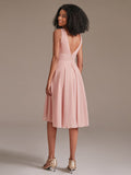 V-Neck Pleated Chiffon Sort Bridesmaid Dress