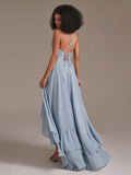 V-Neck Ruffle Chiffon High Low Bridesmaid Dresses