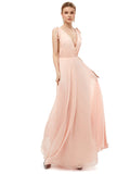 Flash Sale Charming Deep V Neck Straps Floor Length Bridesmaid Dresses