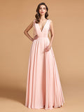 Backless Low V-Neck Bridesmaid Maxi Dress
