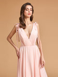 Backless Low V-Neck Bridesmaid Maxi Dress
