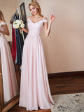 Classic Chiffon Spaghetti Straps V Neck Floor Length Birdesmaid Dresses