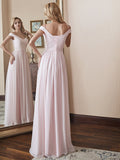 Classic Chiffon Spaghetti Straps V Neck Floor Length Birdesmaid Dresses