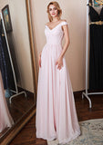 Classic Chiffon Spaghetti Straps V Neck Floor Length Birdesmaid Dresses